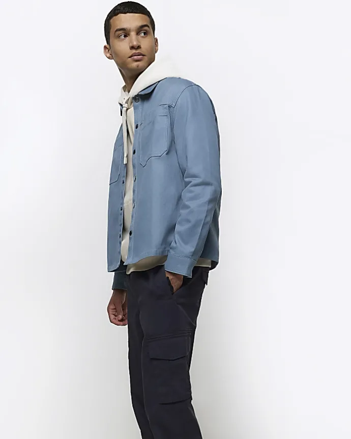 Washed navy slim fit cargo joggers