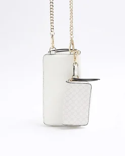 White 2 in 1 monogram purse