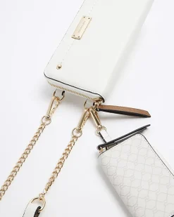 White 2 in 1 monogram purse