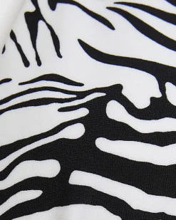 White animal print bikini top