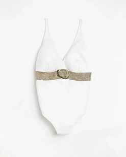 White belted swimsuit