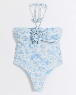 White floral corsage swimsuit