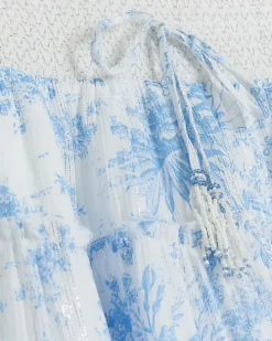 White floral shirred mini skirt
