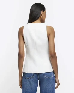 White longline waistcoat