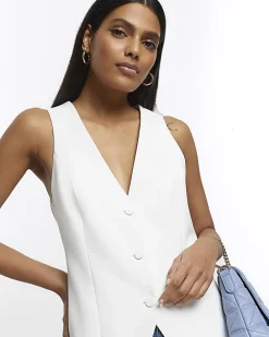 White longline waistcoat