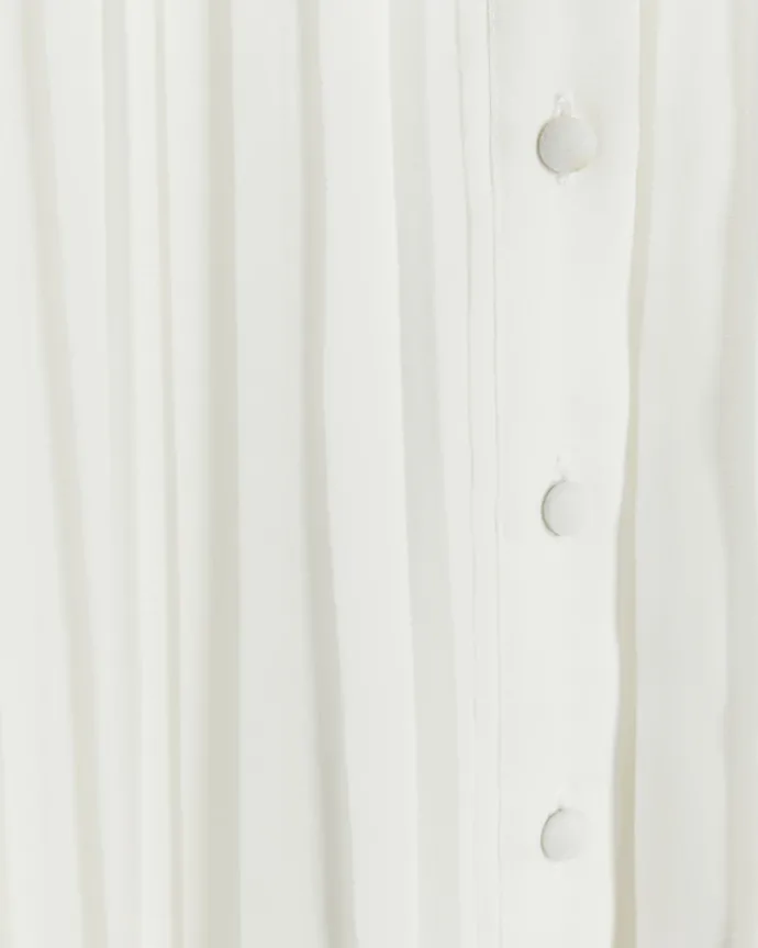 White plisse tie waist mini shirt dress