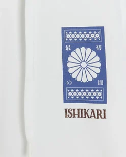 White regular fit graphic Japanese hoodie