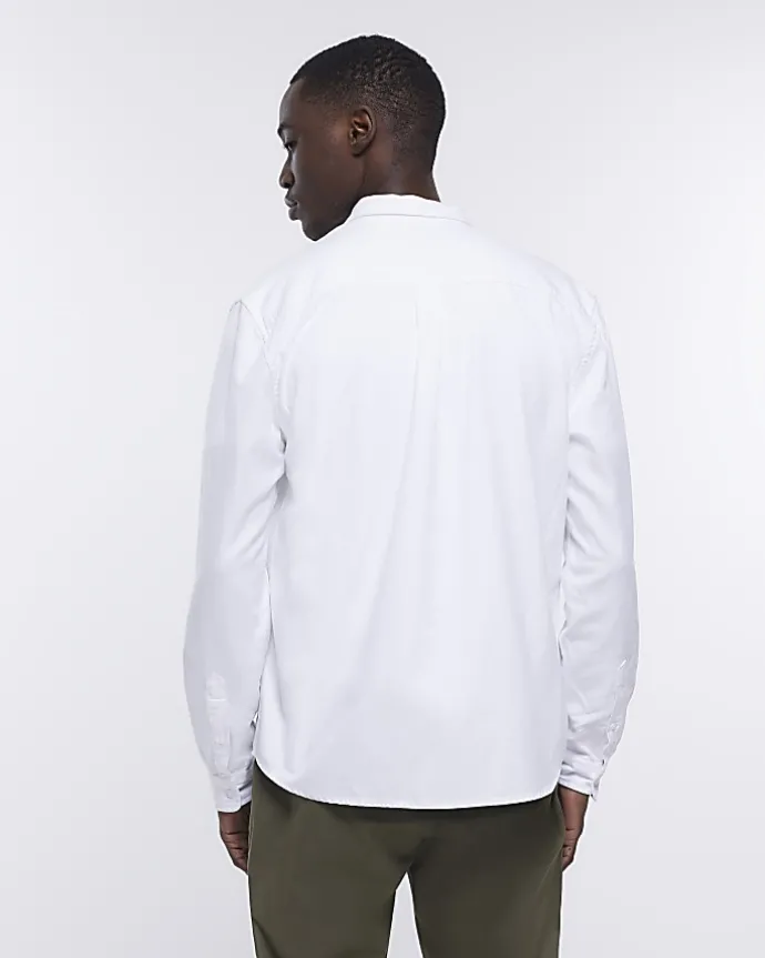White regular fit twill lyocell shirt