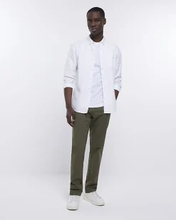 White regular fit twill lyocell shirt