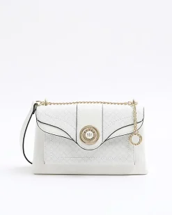 White RI monogram chain shoulder bag