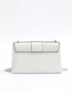 White RI monogram chain shoulder bag