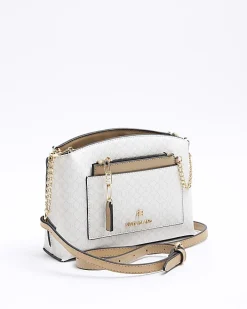 White RI monogram pocket cross body bag