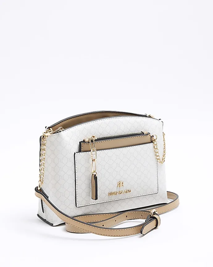 White RI monogram pocket cross body bag