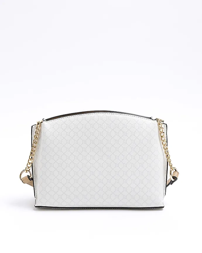 White RI monogram pocket cross body bag