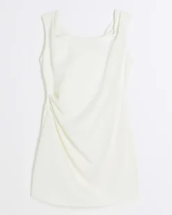 White ruched bodycon mini dress