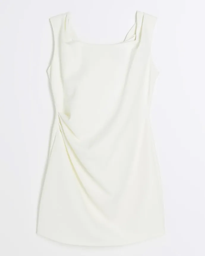 White ruched bodycon mini dress