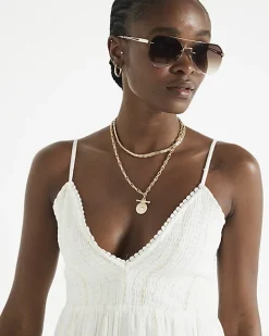 White shirred tiered beach mini dress