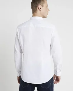 White slim fit long sleeve shirt