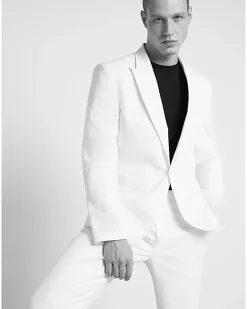 White slim fit tuxedo suit trousers
