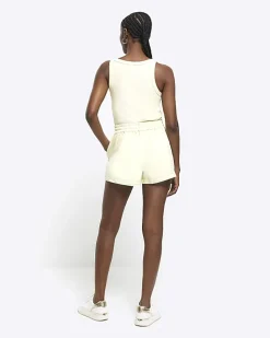Yellow lyocell drawstring shorts