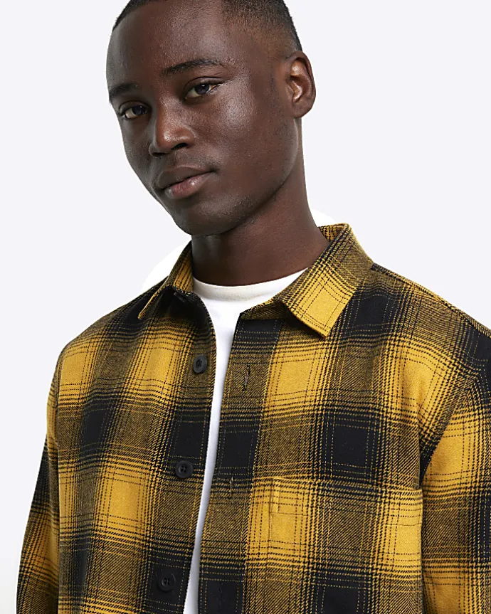 Yellow regular fit check shirt