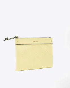 Yellow weave pouchette bag